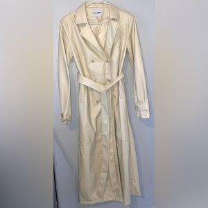 Fashion Nova trenchcoat cream faux leather size small
